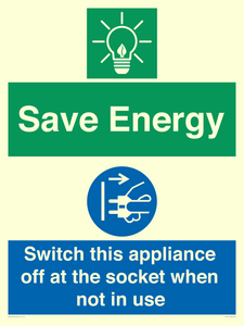 Save Energy, Switch this appliance off at the socket when not in use